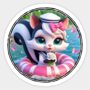 Cute Skunk Sailor Girl Sticker